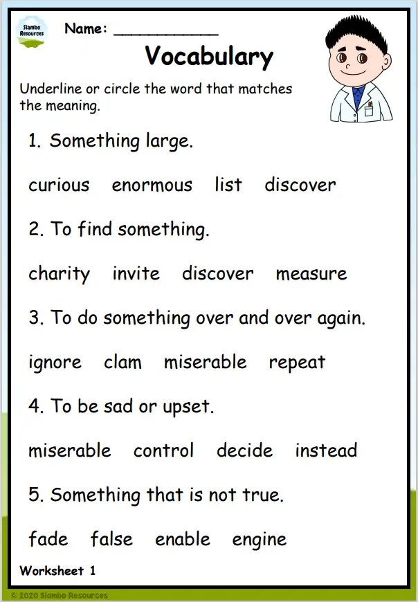 Grade 2 Vocabulary Worksheets | Free Printables | English Worksheets