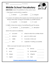 Vocabulary Worksheets