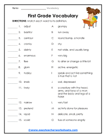 Vocabulary Worksheets