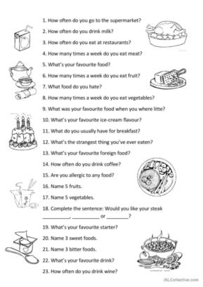 1,115 Food vocabulary English ESL worksheets pdf &  doc