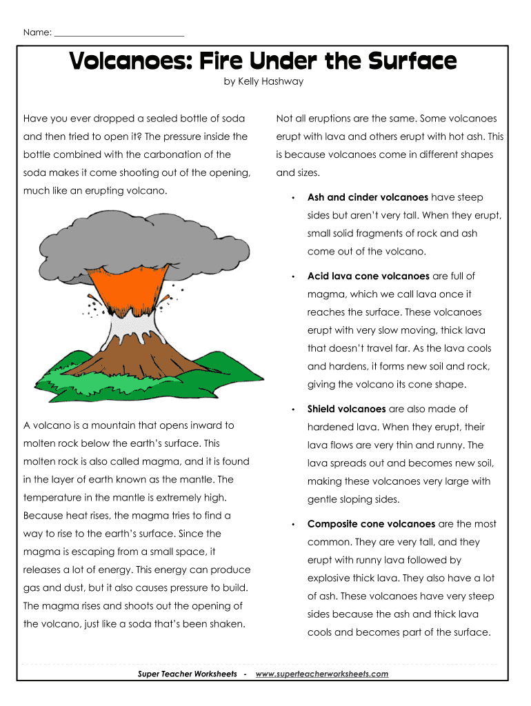 Volcanoes Worksheet Pdf - Fill Online, Printable, Fillable, Blank ...
