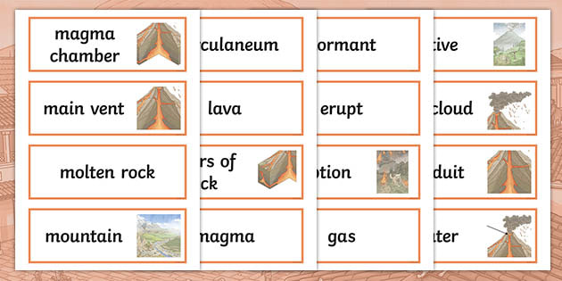 volcano vocabulary worksheet