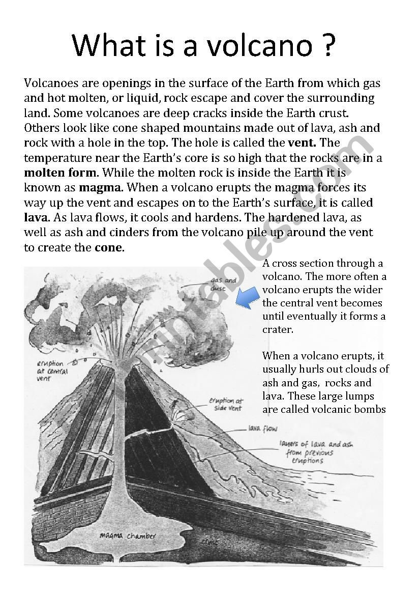 volcano worksheet