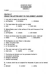 volcanoes and earthquakes worksheet