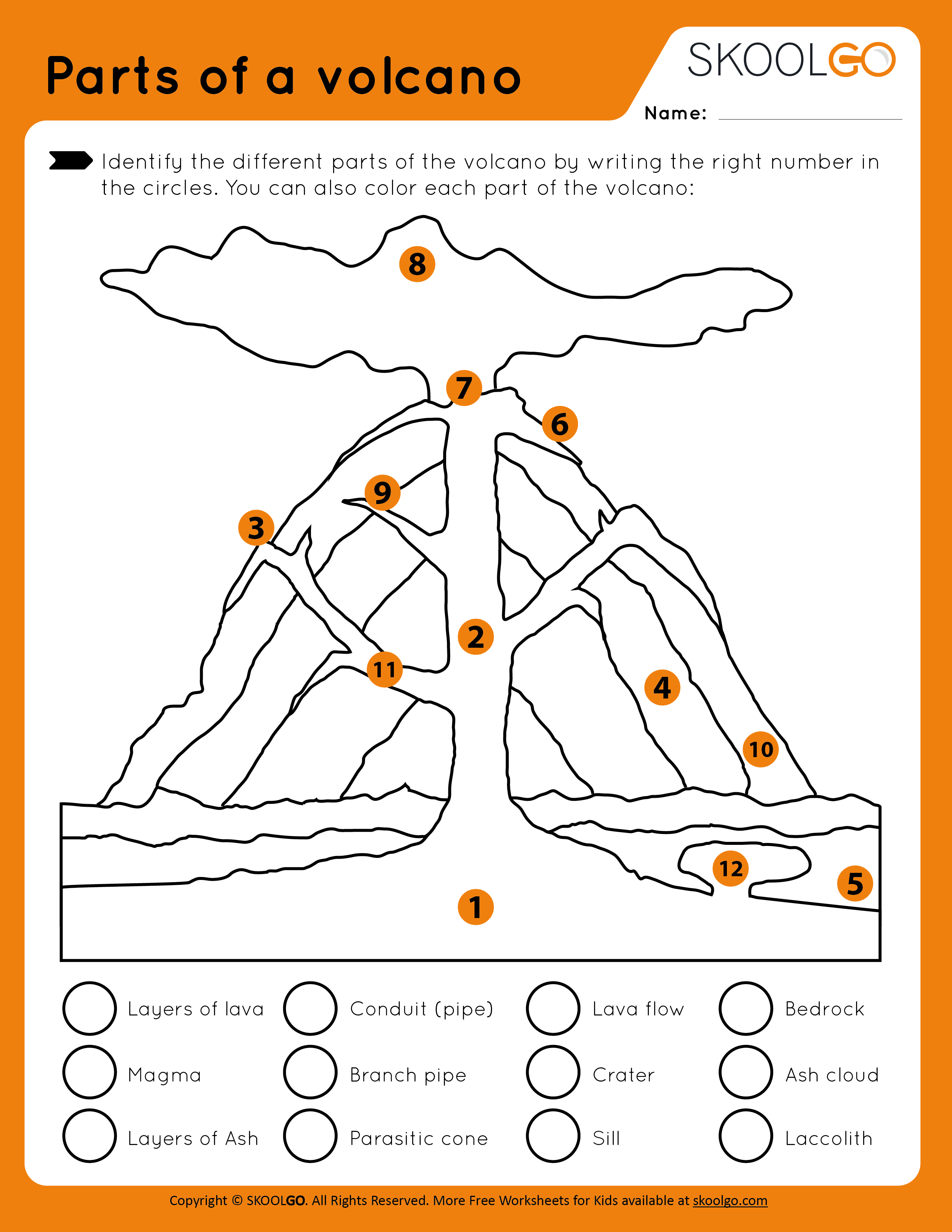 volcanoes worksheet for kids