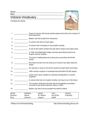 volcanoes worksheet for middle school
