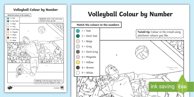 FREE! - Volleyball Colour by Number Worksheet| Twinkl Numbers