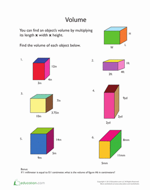 Calculating Volume | Worksheet 