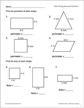 Perimeter, Area &  Volume Worksheets | Scholastic