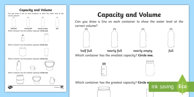 Everyday Objects Capacity Worksheet |  Resources