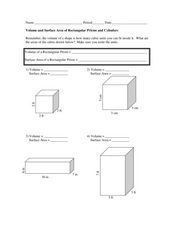 volume and surface area of prisms worksheet