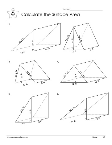 volume and surface area of prisms worksheet