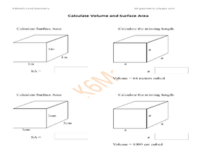 Calculate Volume and Surface Area: Cubes Worksheet for 7th - 10th ...