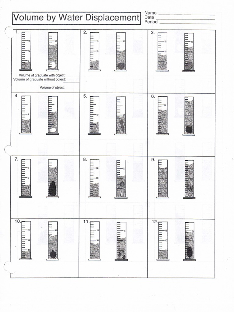 Water Displacement Worksheet PDF Worksheets Library