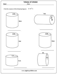 volume cylinder worksheet answers