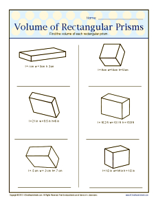 Volume of Rectangular Prisms | 6th Grade Geometry Worksheets