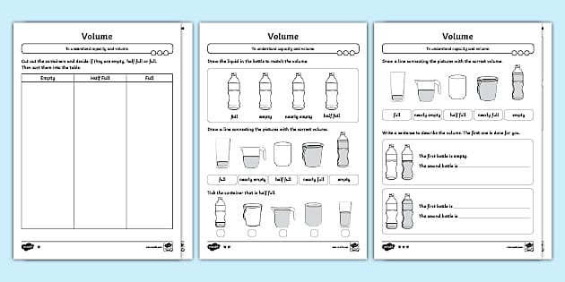 volume maths worksheet