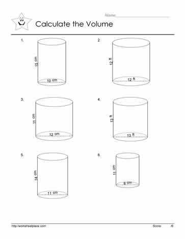 volume of a cylinder practice worksheet