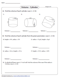 volume of a cylinder word problems worksheet pdf