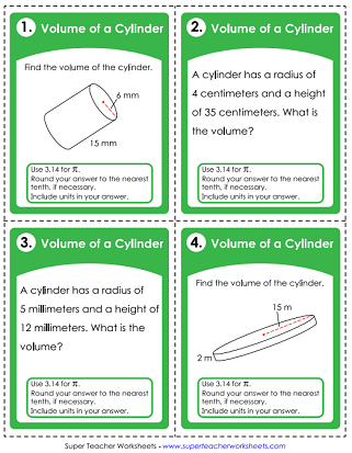 volume of a cylinder word problems worksheet pdf