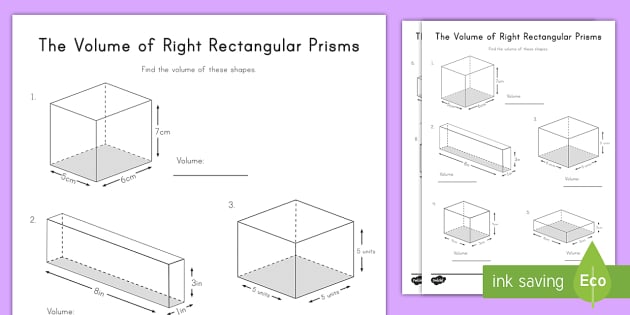 volume of a prism worksheet