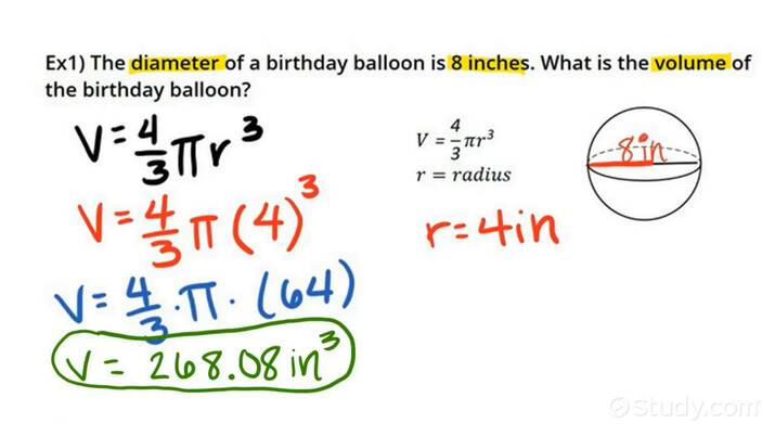 volume of a sphere word problems worksheet