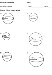 volume of a sphere worksheet