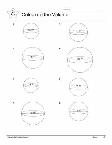 Volume of a Sphere Worksheets