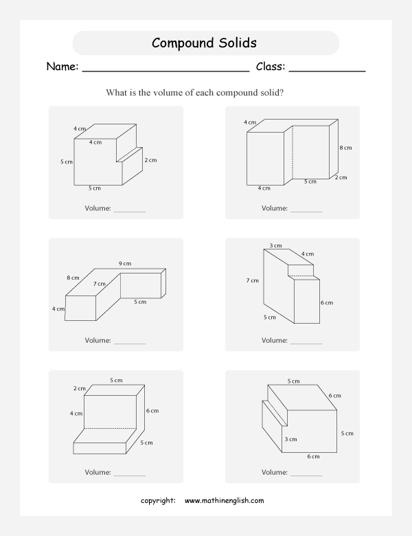 volume of composite figures worksheet 5th grade