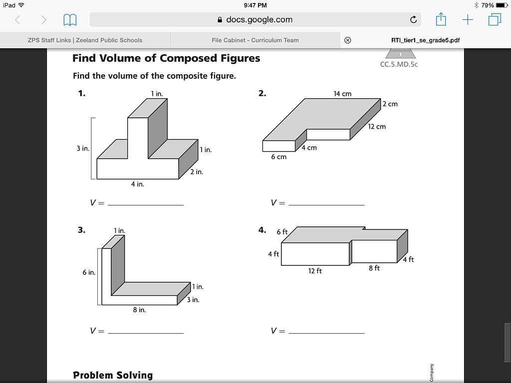 volume of composite figures worksheet 5th grade