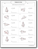 volume of cones worksheet