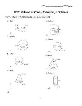 volume of cylinder and cone worksheet