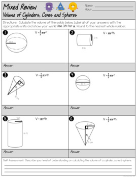 volume of cylinder cone and sphere worksheet