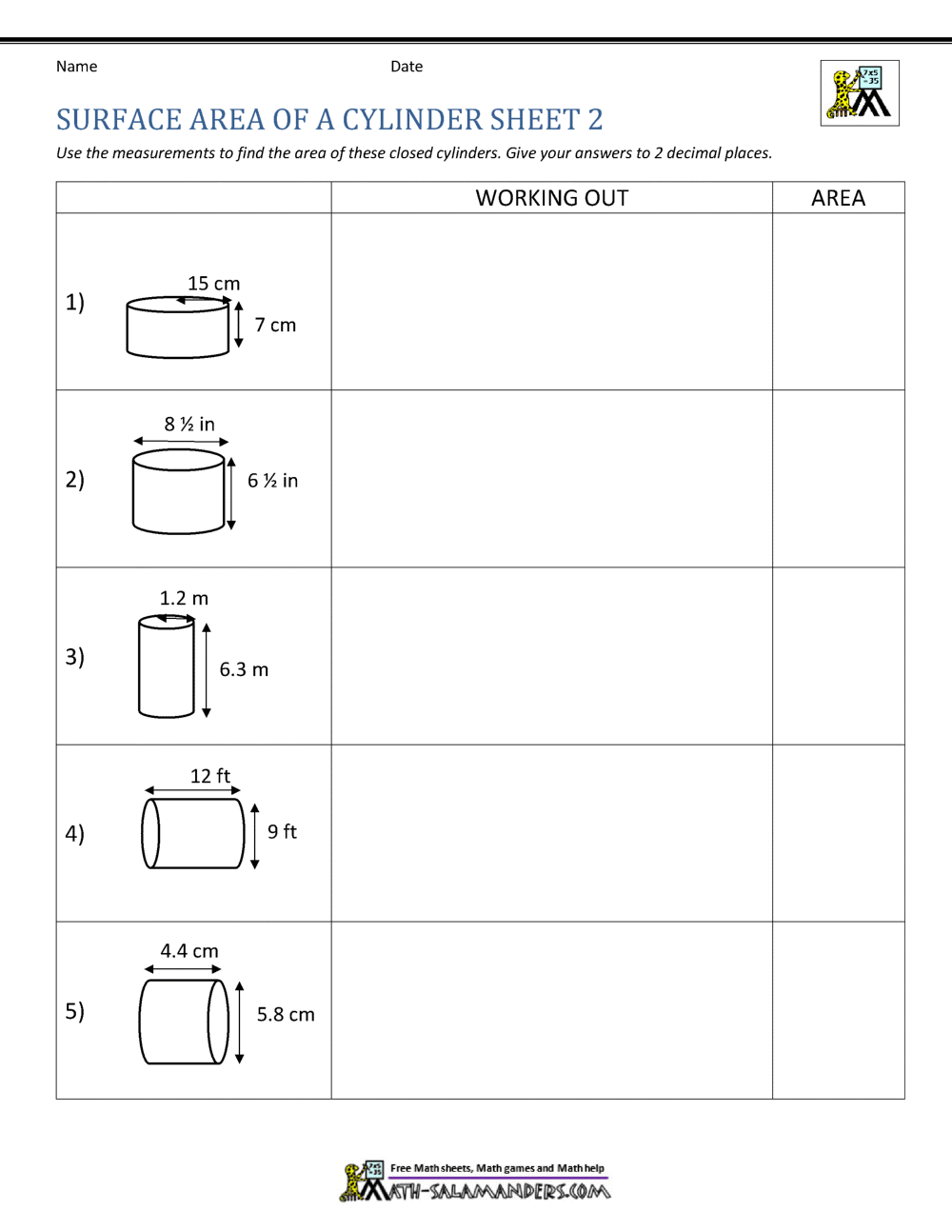 Surface Area of a Cylinder