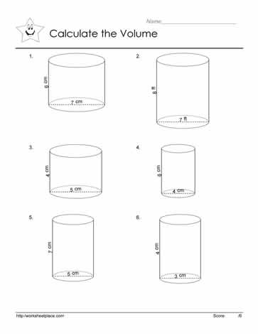 volume of cylinder worksheet