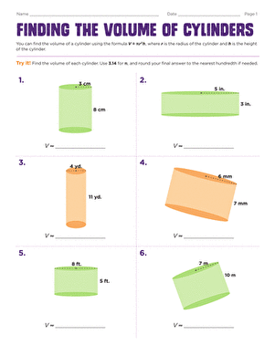 Finding the Volume of Cylinders | Worksheet 