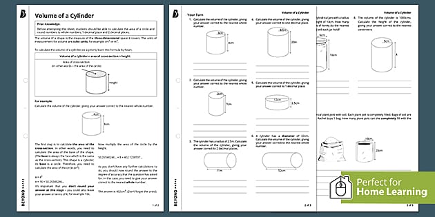 volume of cylinders worksheet answers