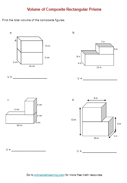 volume of figures worksheet