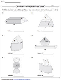 Volume of Compound Shapes Worksheets