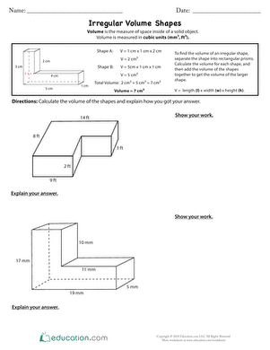 Irregular Volume Shapes | Worksheet 