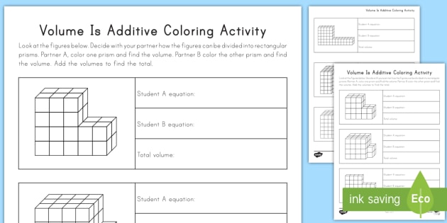 Volume is Additive Coloring Activity (teacher made) - Twinkl