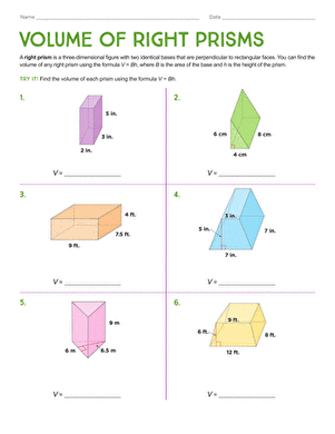 Volume of Right Prisms | Worksheet 