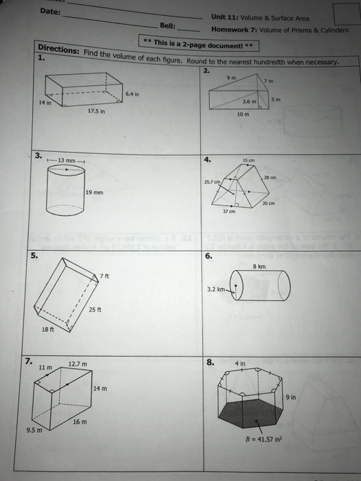 volume of prisms and cylinders worksheet answers