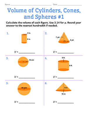 volume of spheres worksheet answers