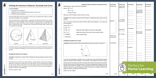 volume of spheres worksheet