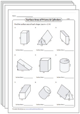 Surface Area of Mixed Solid Figures | Revision Worksheets