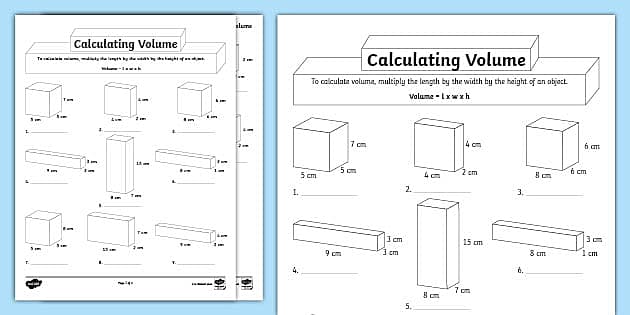 Volume Practice Worksheet Answers | 5th Grade Resource
