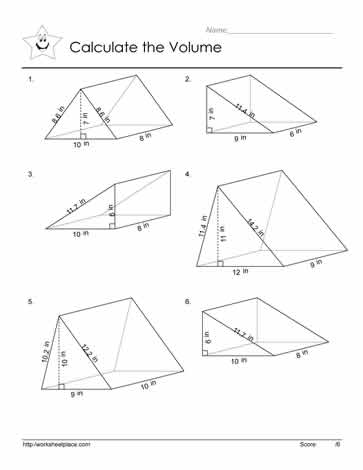 Triangular Prism Volume Worksheets