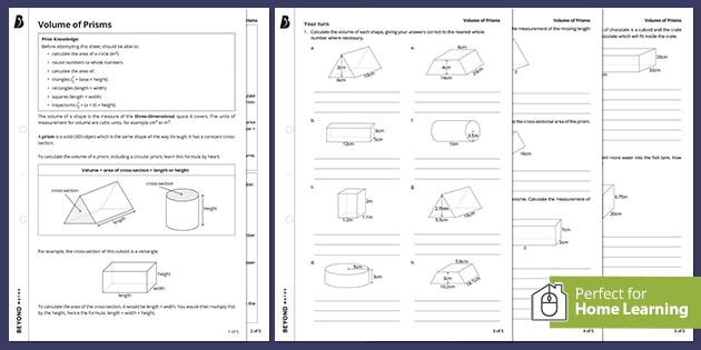 volumes of prisms and cylinders worksheet