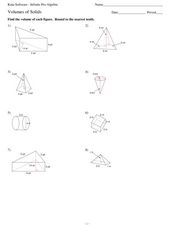 volumes of solids worksheet answers